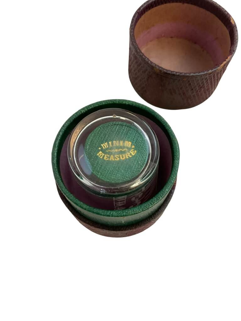 Medicine Glass and Minim Measure Set in Brown Transit Case Medicine Glass and Minim Measure Set in Brown Transit Case