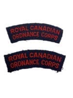WW2 Royal Canadian Ordnance Corps Shoulder Titles Insignia Pair