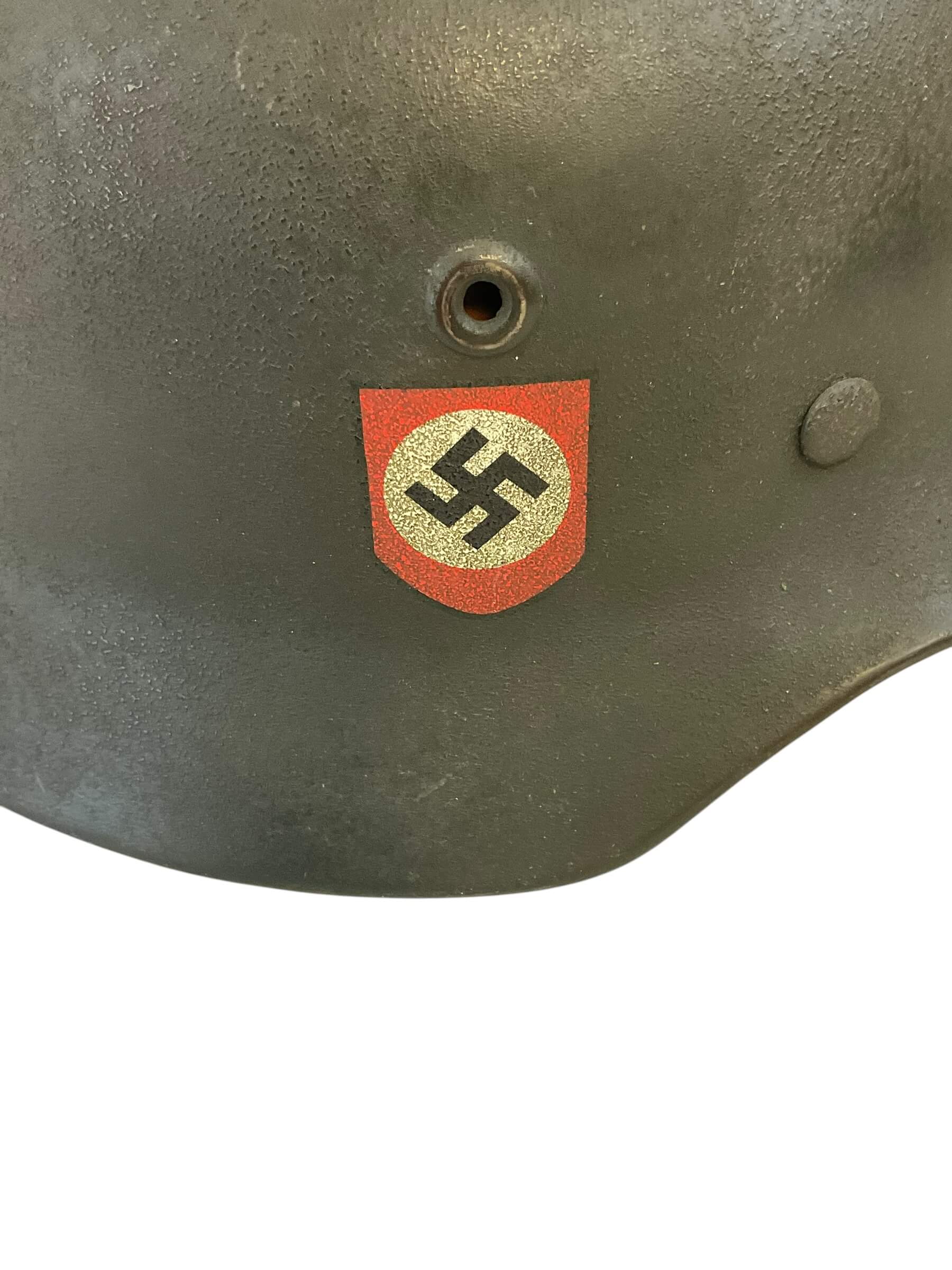 WW2 German M40 Combat Police Helmet With Double Decal Q64 Lot DN212 WW2 German M40 Combat Police Helmet With Double Decal Q64 Lot DN212