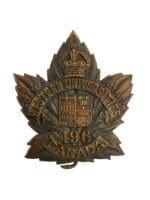 WW1 Canadian CEF 196 Battalion Cap Badge