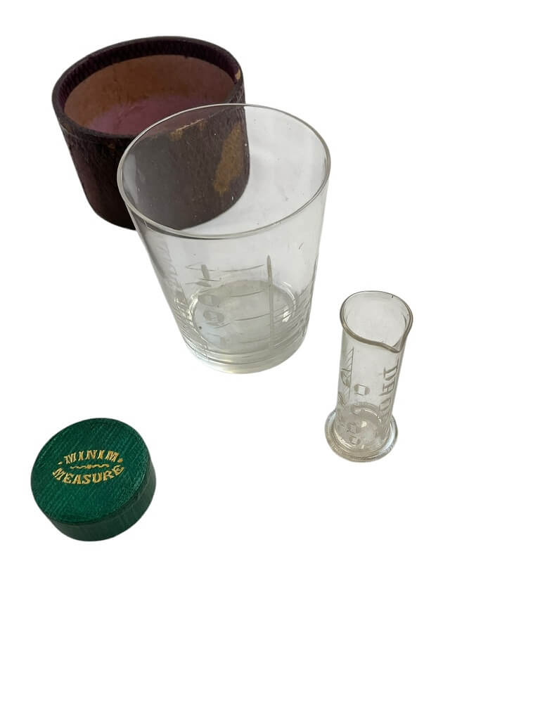 Medicine Glass and Minim Measure Set in Brown Transit Case Medicine Glass and Minim Measure Set in Brown Transit Case