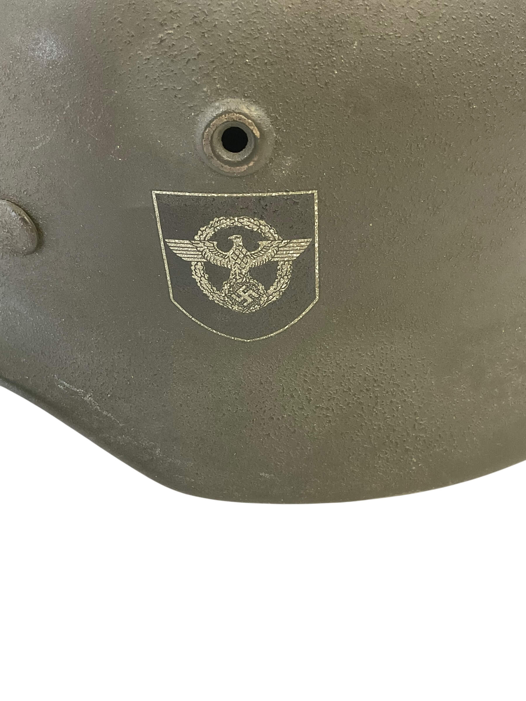 WW2 German M40 Combat Police Helmet With Double Decal Q64 Lot DN212 WW2 German M40 Combat Police Helmet With Double Decal Q64 Lot DN212
