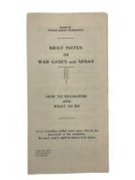 WW2 Canadian Brief Notes on War Gases and Spray How to Recognise and What to Do Pamphlet