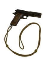 M1911a1 Wooden Folk Art Handgun with WW2 Khaki Lanyard