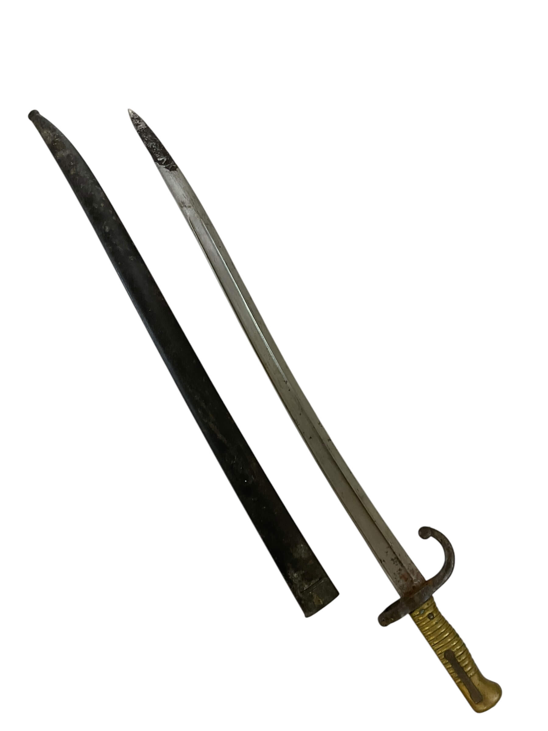 French Army M1866 Chassepot Sword Bayonet With Scabbard French Army M1866 Chassepot Sword Bayonet With Scabbard