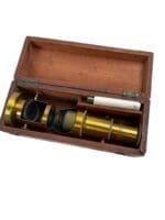 Brass Field Pocket Microscope in Wooden Case