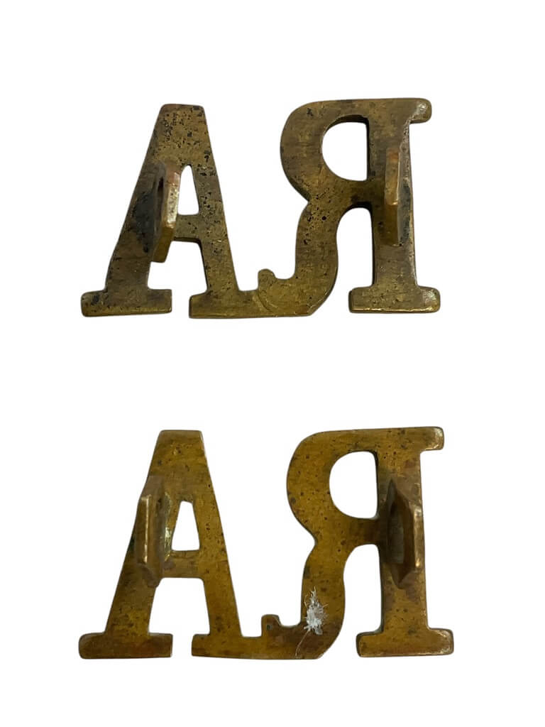 WW1 British BEF Royal Artillery RA Collars Insignia Pair WW1 British BEF Royal Artillery RA Collars Insignia Pair