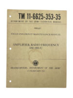 US Army Amplifier Radio Frequency AM-1881/U 17 February 1961 Used Softcover Reference Book