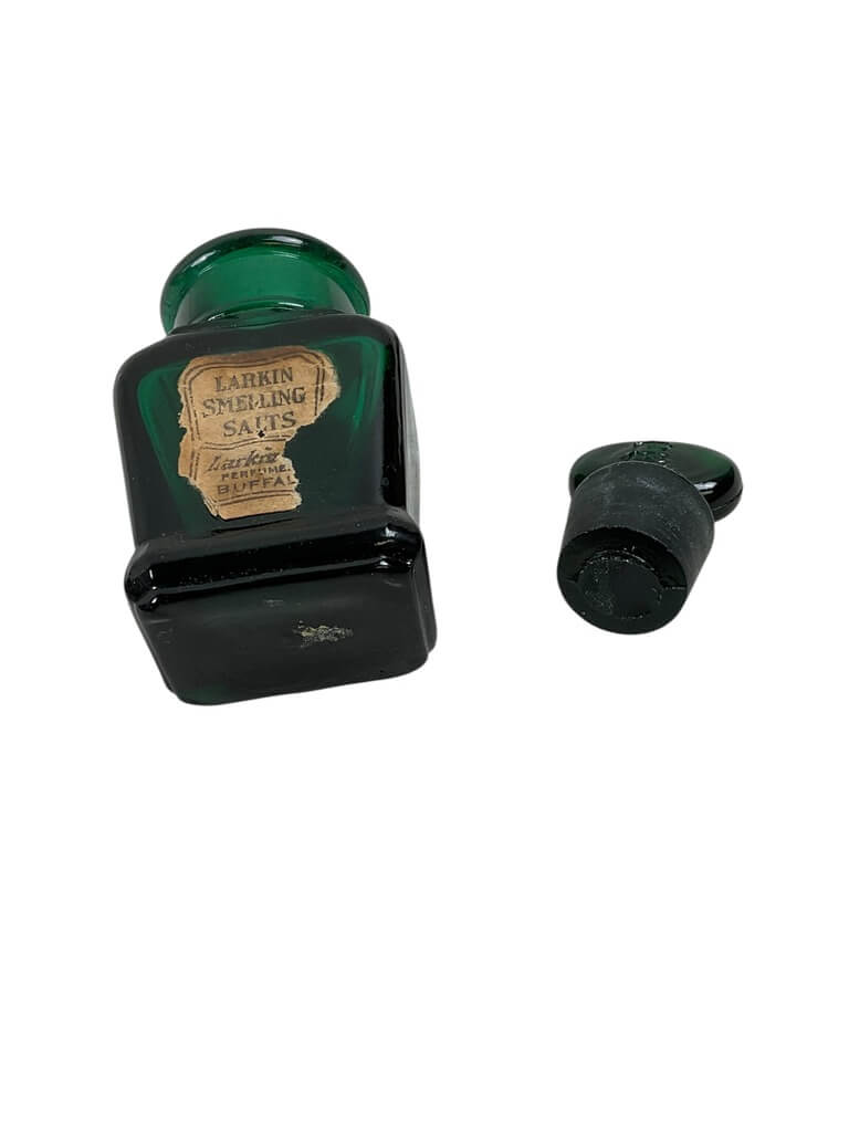 WW2 US Larkin Perfume Smelling Salts Emerald Green Bottle EMPTY WW2 US Larkin Perfume Smelling Salts Emerald Green Bottle EMPTY