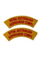 Royal Australian Armoured Corps Shoulder Titles Insignia Pair