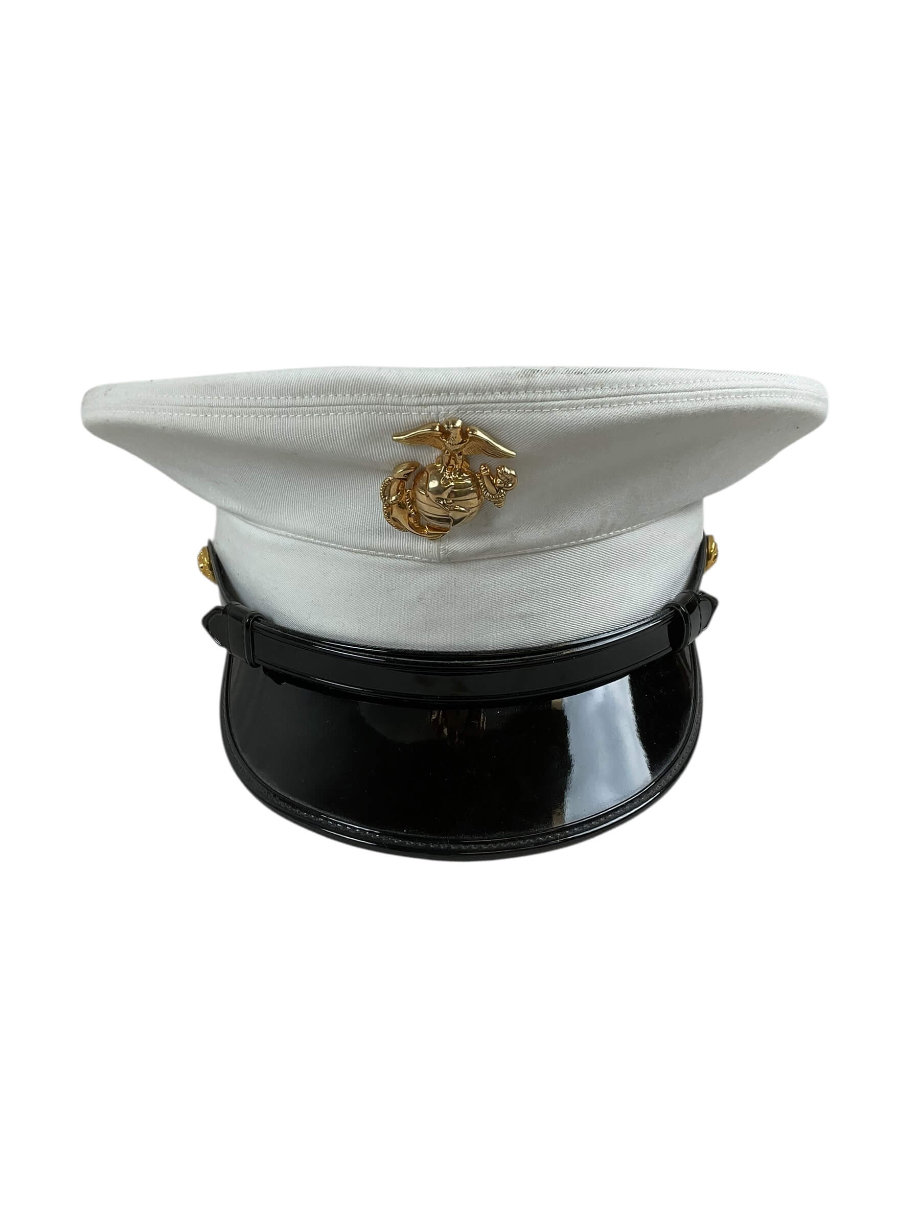 US USMC White Top Visor Hat Size 7 3/8 US USMC White Top Visor Hat Size 7 3/8