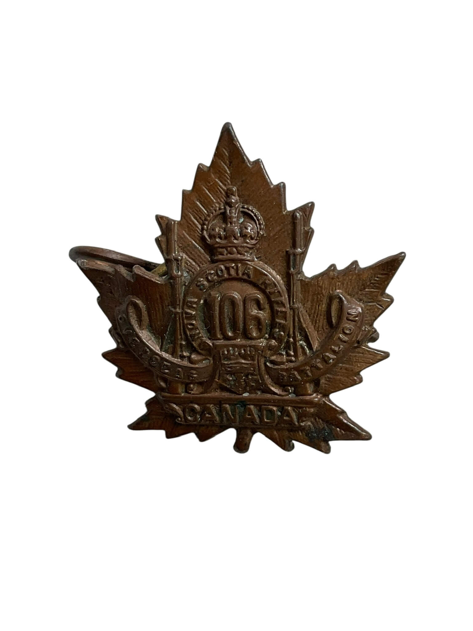 WW1 Canadian CEF 106th Battalion Collar Insignia Single WW1 Canadian CEF 106th Battalion Collar Insignia Single