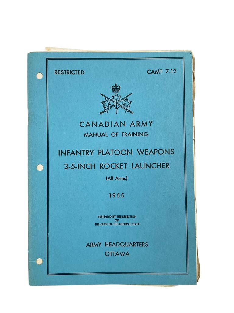 Canadian Army Infantry Platoon Weapons 3-5 Inch Rocket Launcher All Arms 1955 Used Softcover Reference Book Canadian Army Infantry Platoon Weapons 3-5 Inch Rocket Launcher All Arms 1955 Used Softcover Reference Book