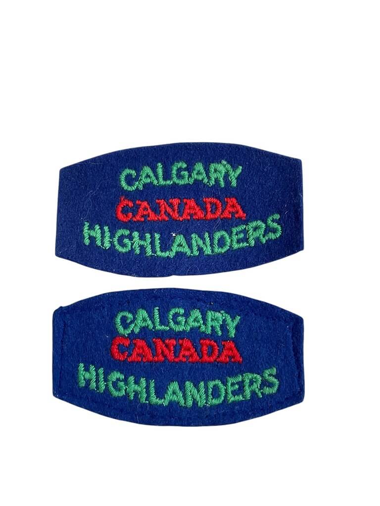 WW2 Canadian Calgary Highlanders British Made Starch Back Shoulder Titles Insignia Pair WW2 Canadian Calgary Highlanders British Made Starch Back Shoulder Titles Insignia Pair