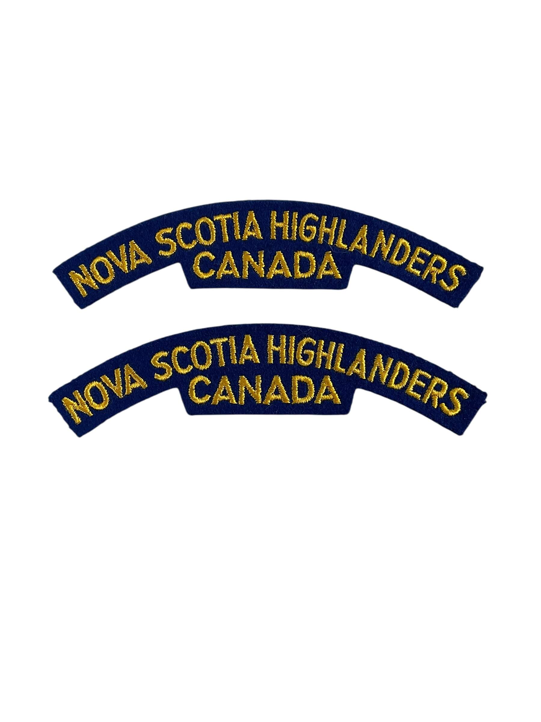 Canadian West Nova Scotia Highlanders Canada Shoulder Titles Insignia Pair Canadian West Nova Scotia Highlanders Canada Shoulder Titles Insignia Pair