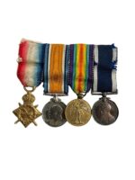 WW1 British Miniature Medal Group X 4 With Navy Long Service