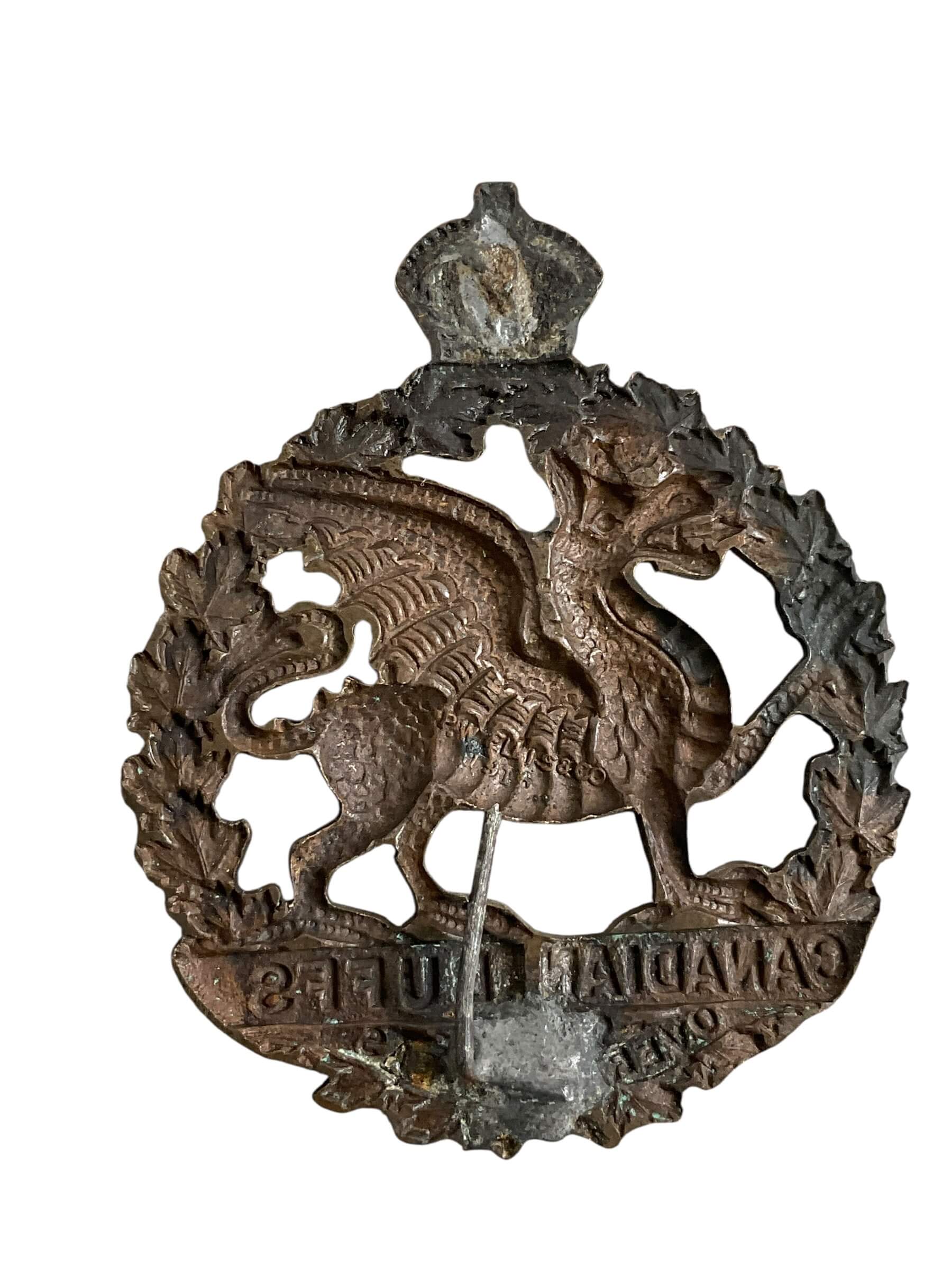 WW1 Canadian 198th Battalion Canadian Buffs Cap Badge WW1 Canadian 198th Battalion Canadian Buffs Cap Badge