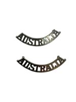 WW2 Australian Australia Shoulder Title Insignia Pair Chromed