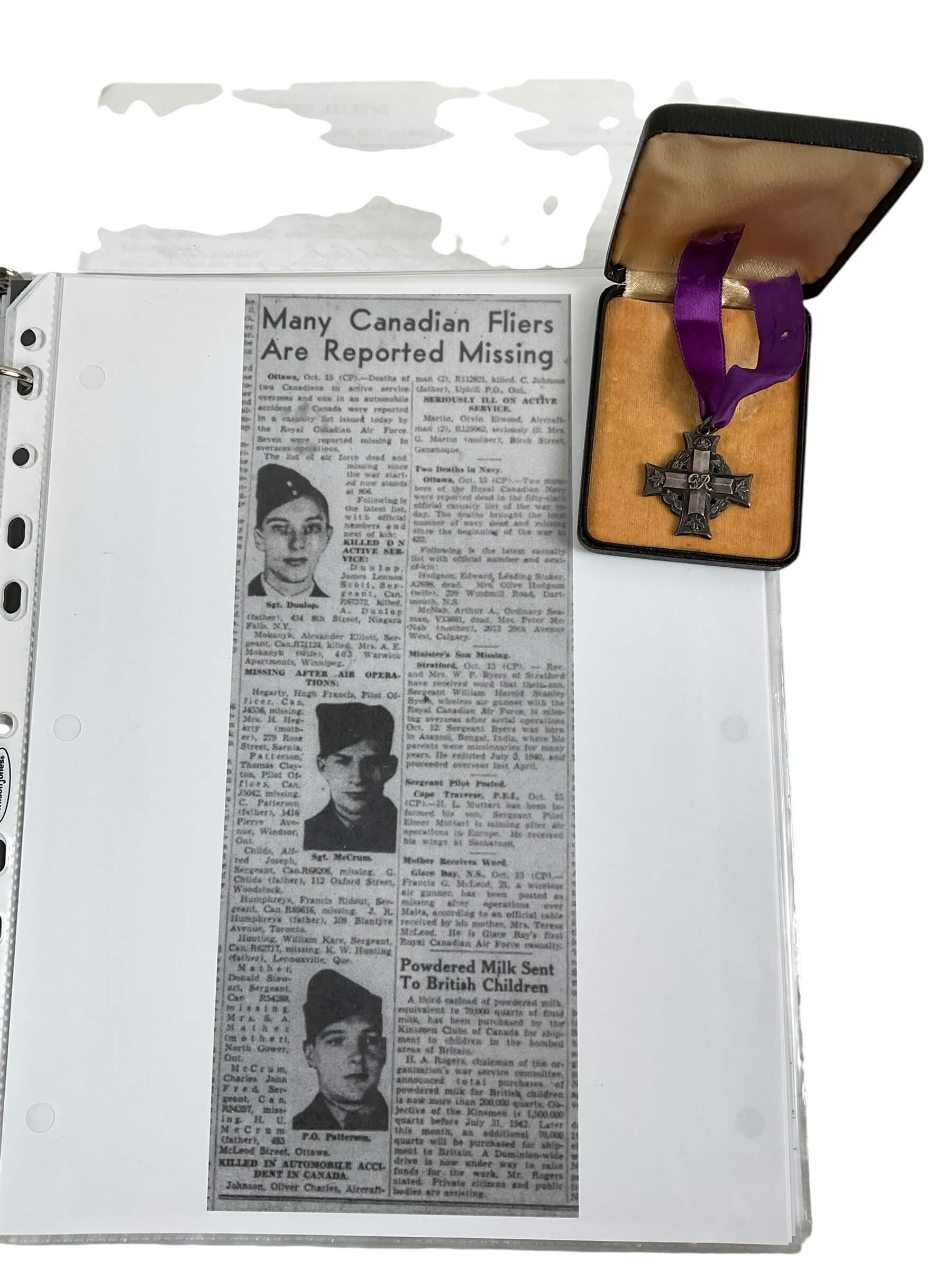 WW2 Canadian RCAF Memorial Cross F/S W.H.S. Byers KIA With Research WW2 Canadian RCAF Memorial Cross F/S W.H.S. Byers KIA With Research