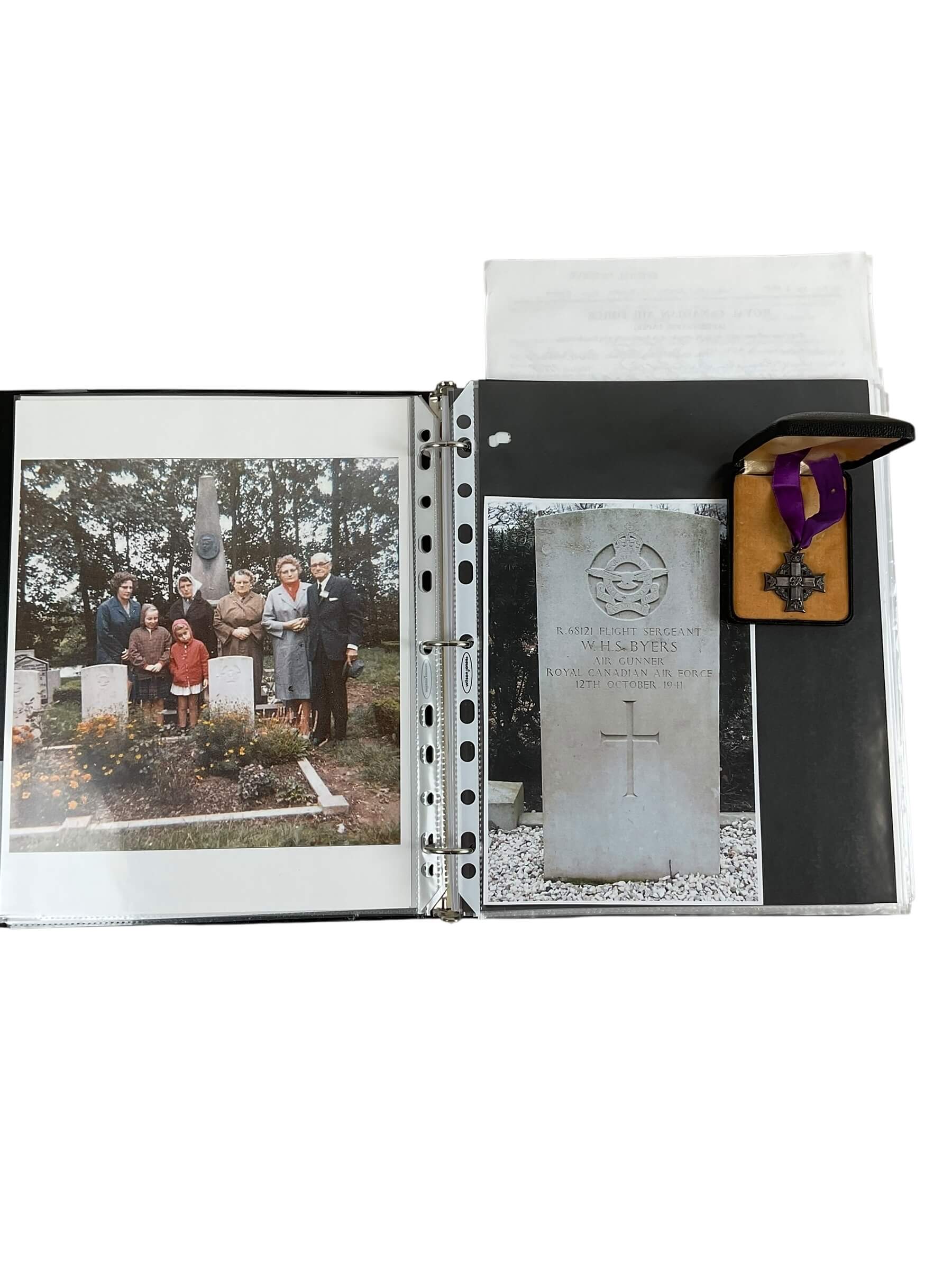 WW2 Canadian RCAF Memorial Cross F/S W.H.S. Byers KIA With Research WW2 Canadian RCAF Memorial Cross F/S W.H.S. Byers KIA With Research