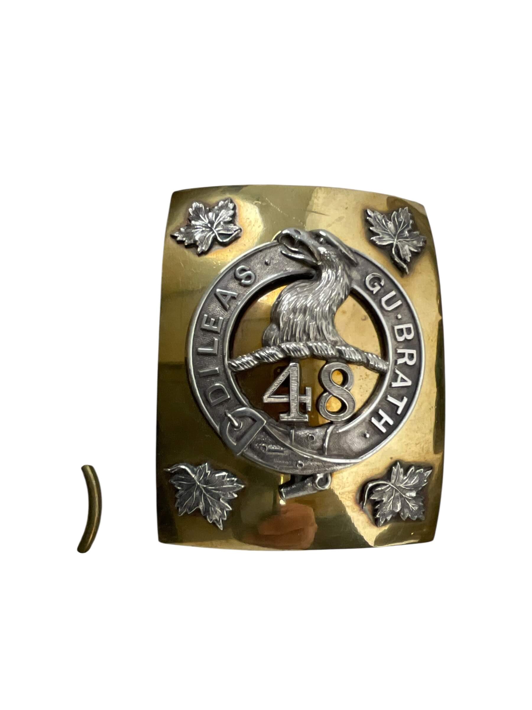 Canadian 48th Highlanders of Canada Officers Buff Leather Cross Belt and Buckle Canadian 48th Highlanders of Canada Officers Buff Leather Cross Belt and Buckle