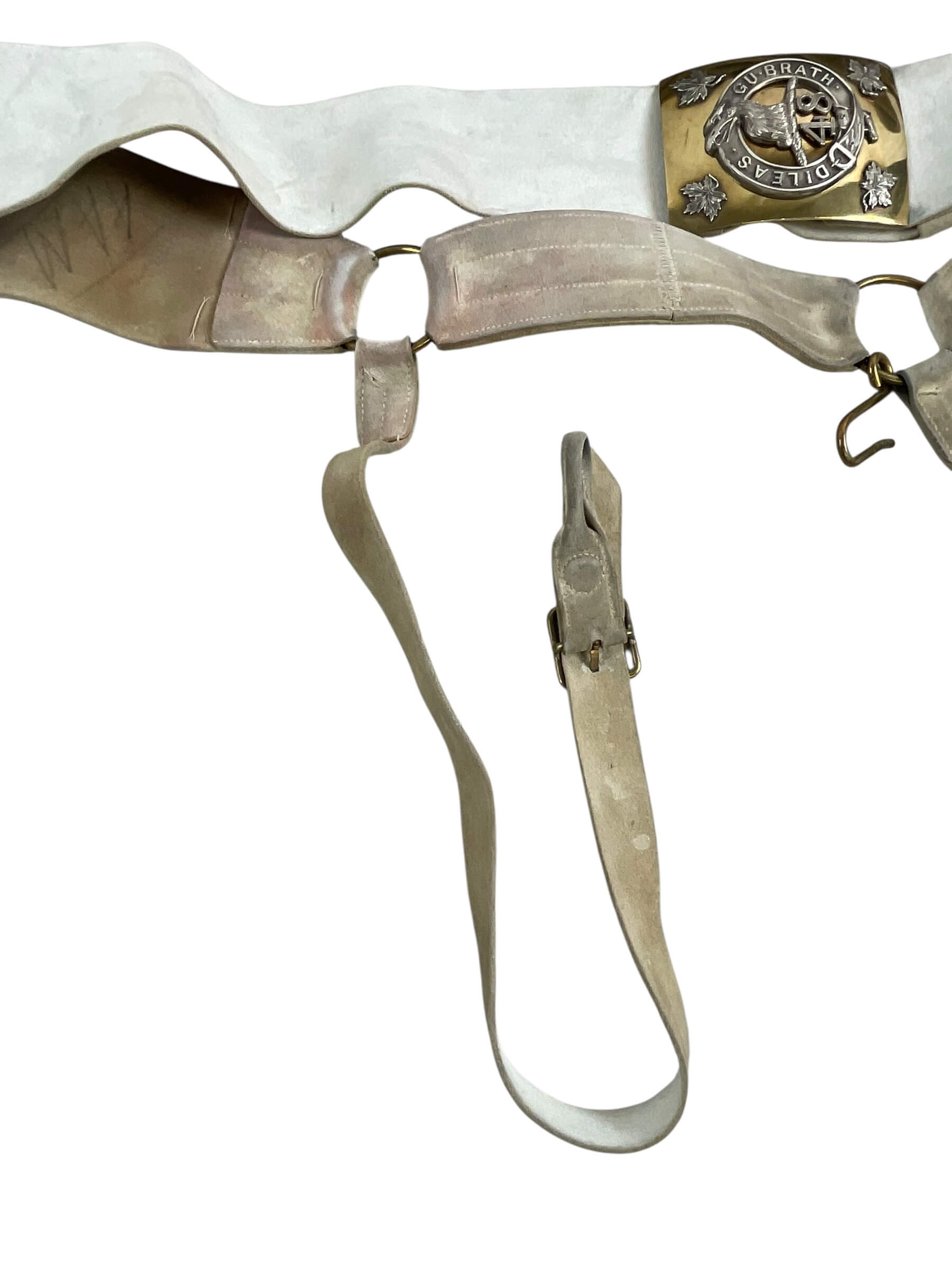 Canadian 48th Highlanders of Canada Officers Buff Leather Cross Belt and Buckle Canadian 48th Highlanders of Canada Officers Buff Leather Cross Belt and Buckle