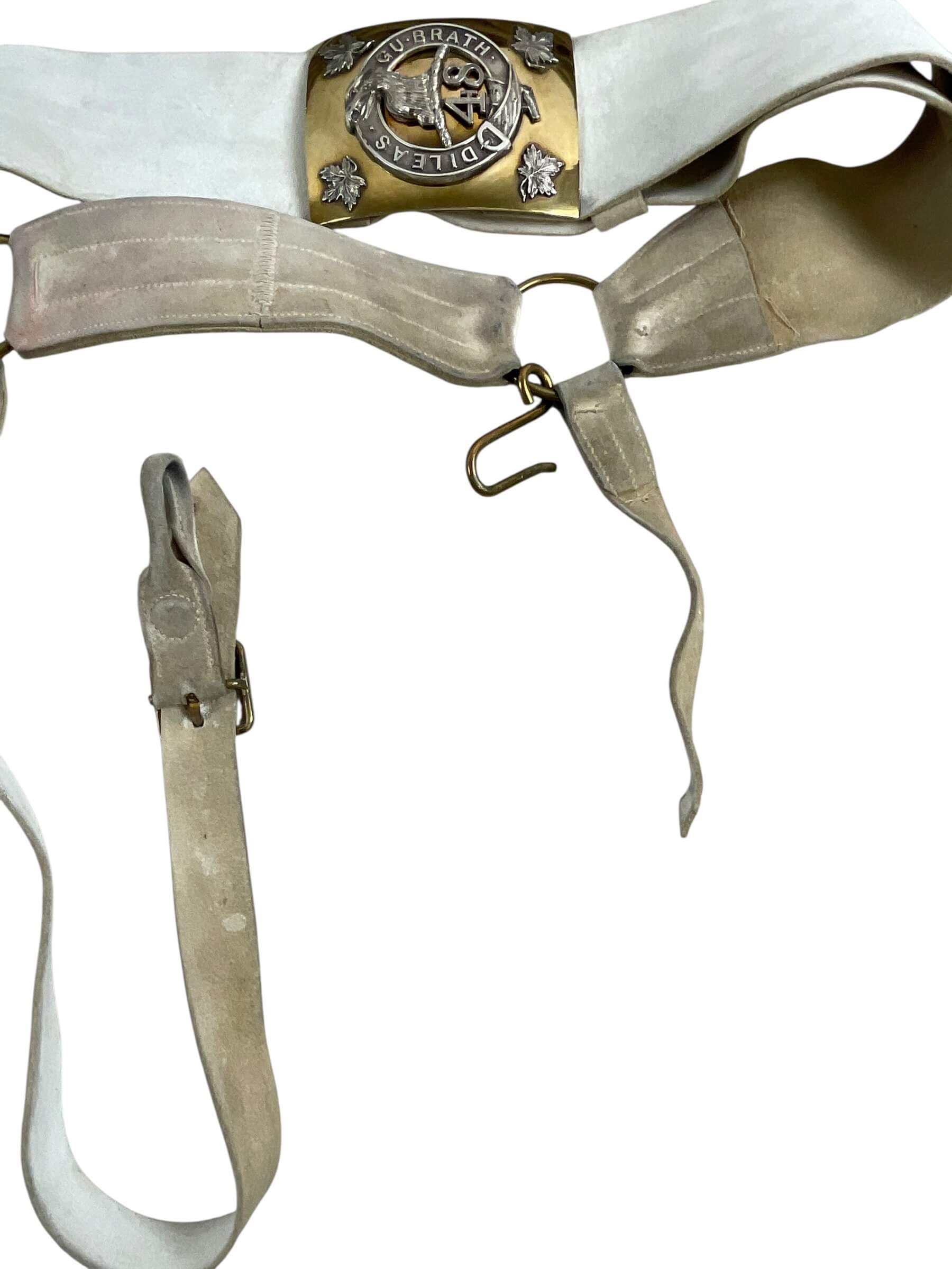 Canadian 48th Highlanders of Canada Officers Buff Leather Cross Belt and Buckle Canadian 48th Highlanders of Canada Officers Buff Leather Cross Belt and Buckle