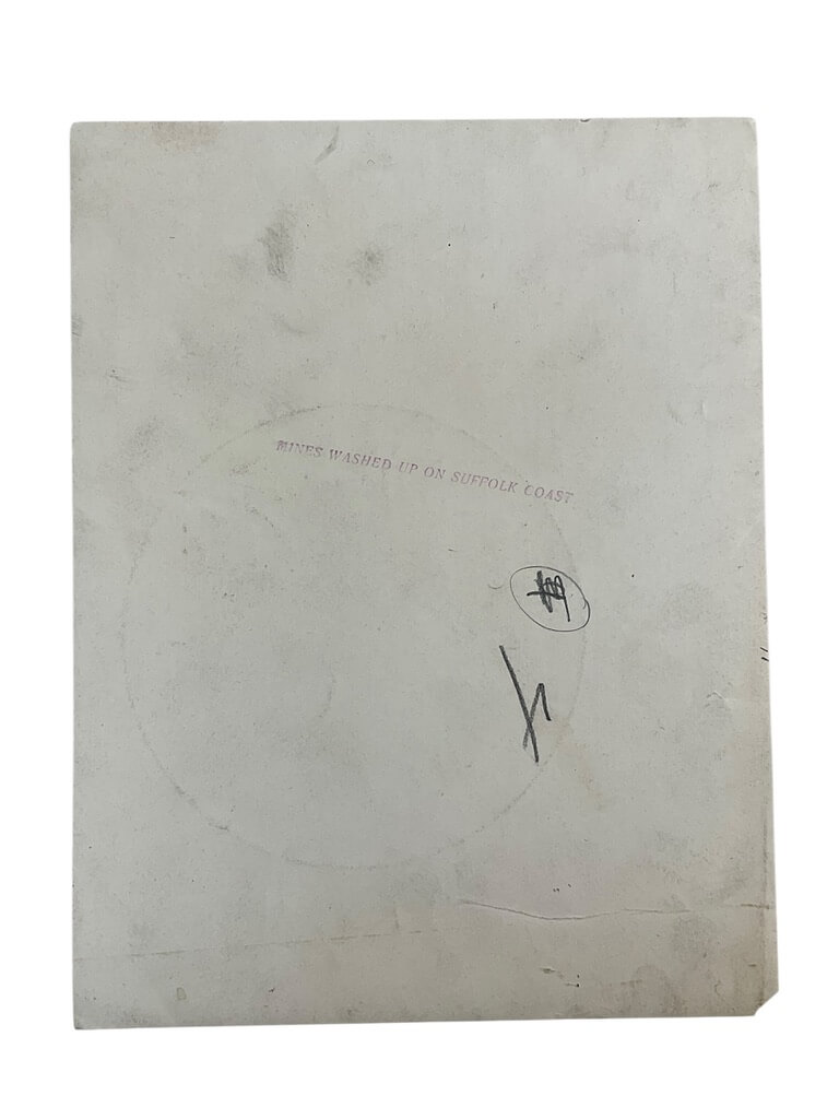 WW2 German Sea Mine Washed Up on Suffolk Coast Photograph 8 1/2" X 6 1/2" WW2 German Sea Mine Washed Up on Suffolk Coast Photograph 8 1/2" X 6 1/2"