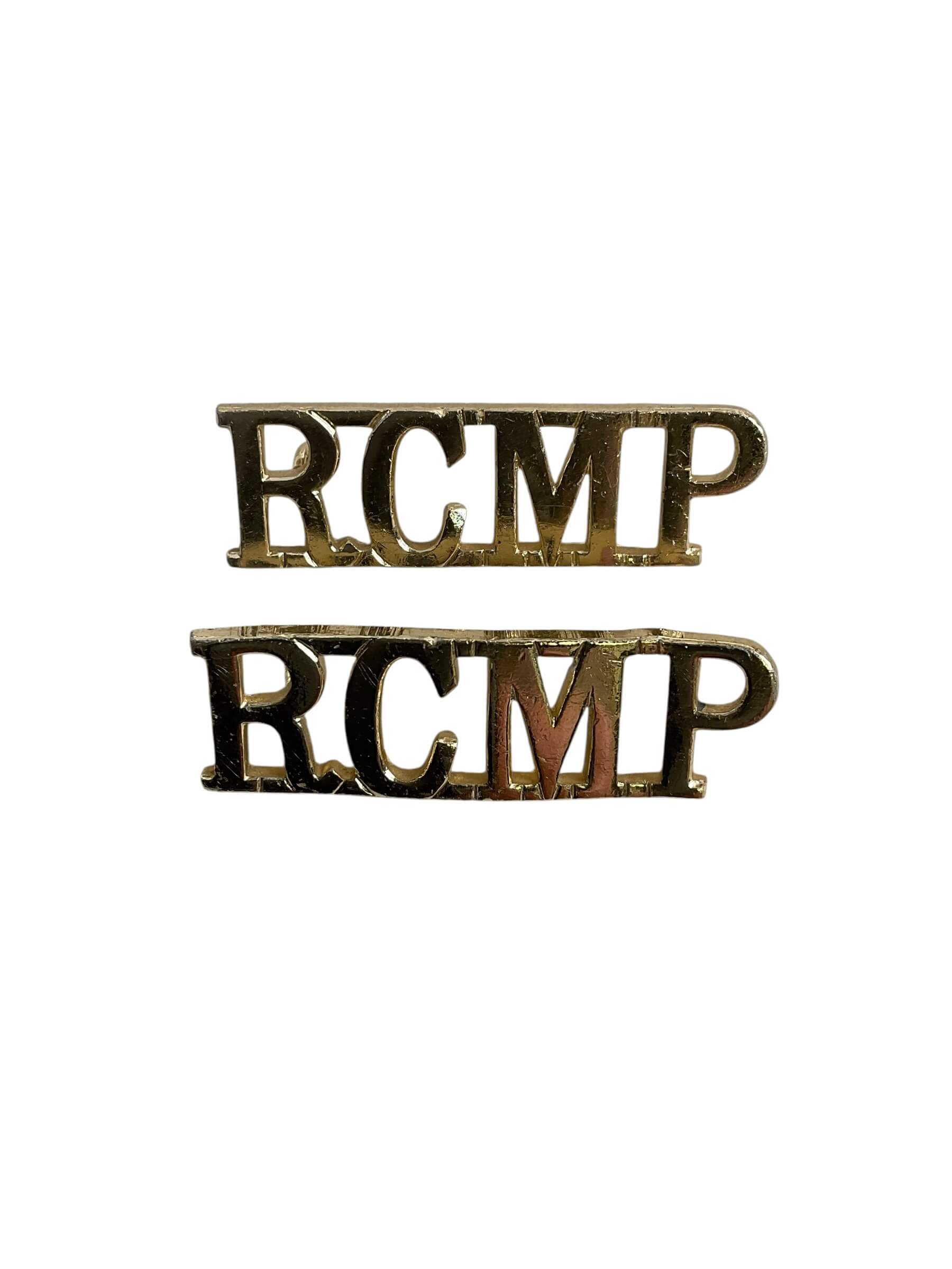 Royal Canadian Mounted Police RCMP Staybright Shoulder Titles Insignia Pair Royal Canadian Mounted Police RCMP Staybright Shoulder Titles Insignia Pair