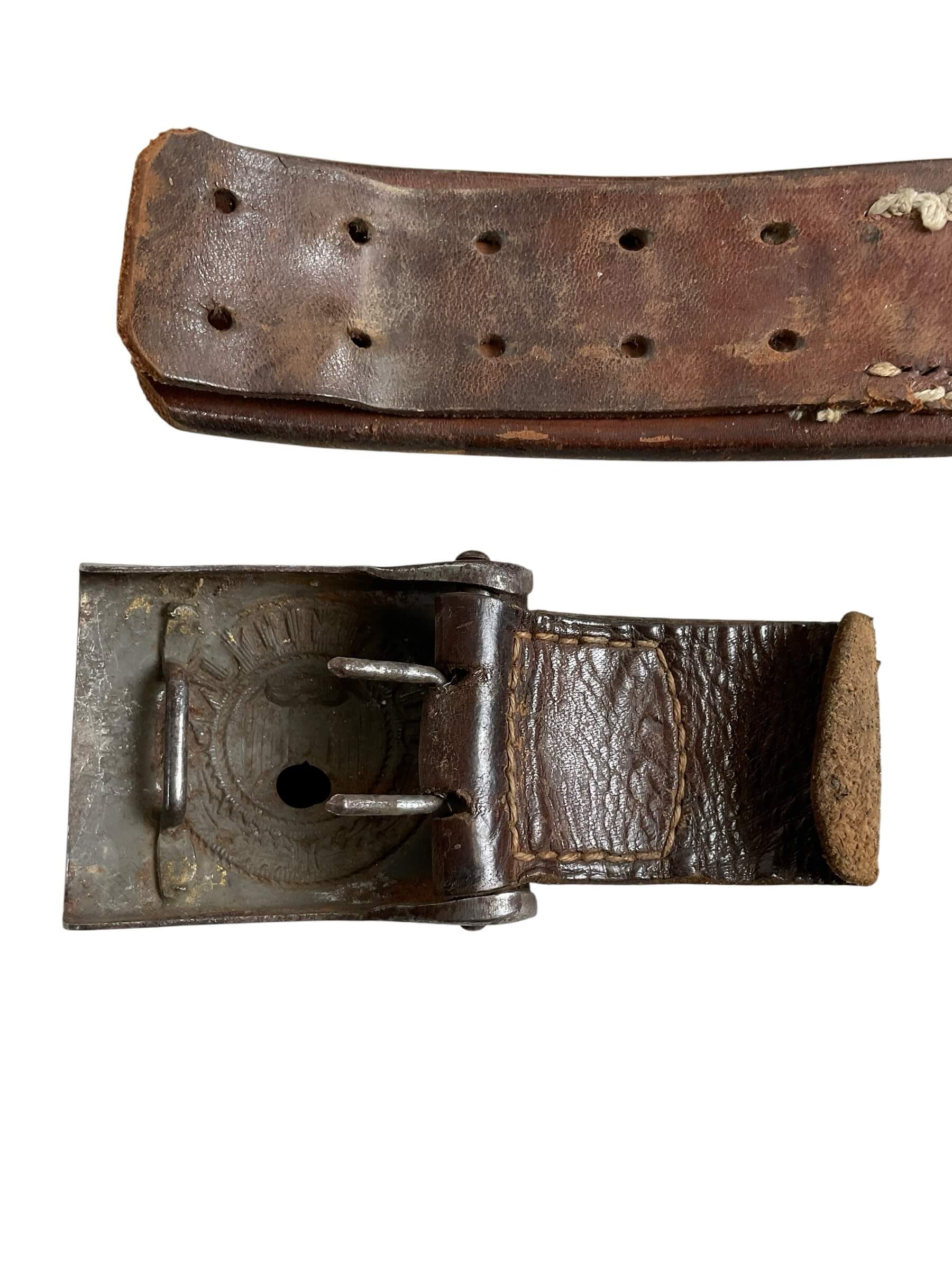 WW2 German Army Leather Belt With Steel Belt Buckle WW2 German Army Leather Belt With Steel Belt Buckle