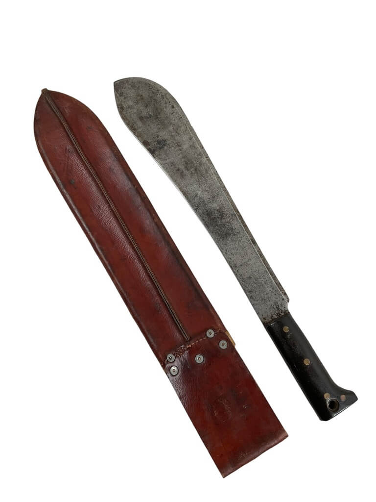 WW2 Canadian Machete Dated 1940 And C Broad Arrow 1943 Dated Leather Scabbard WW2 Canadian Machete Dated 1940 And C Broad Arrow 1943 Dated Leather Scabbard