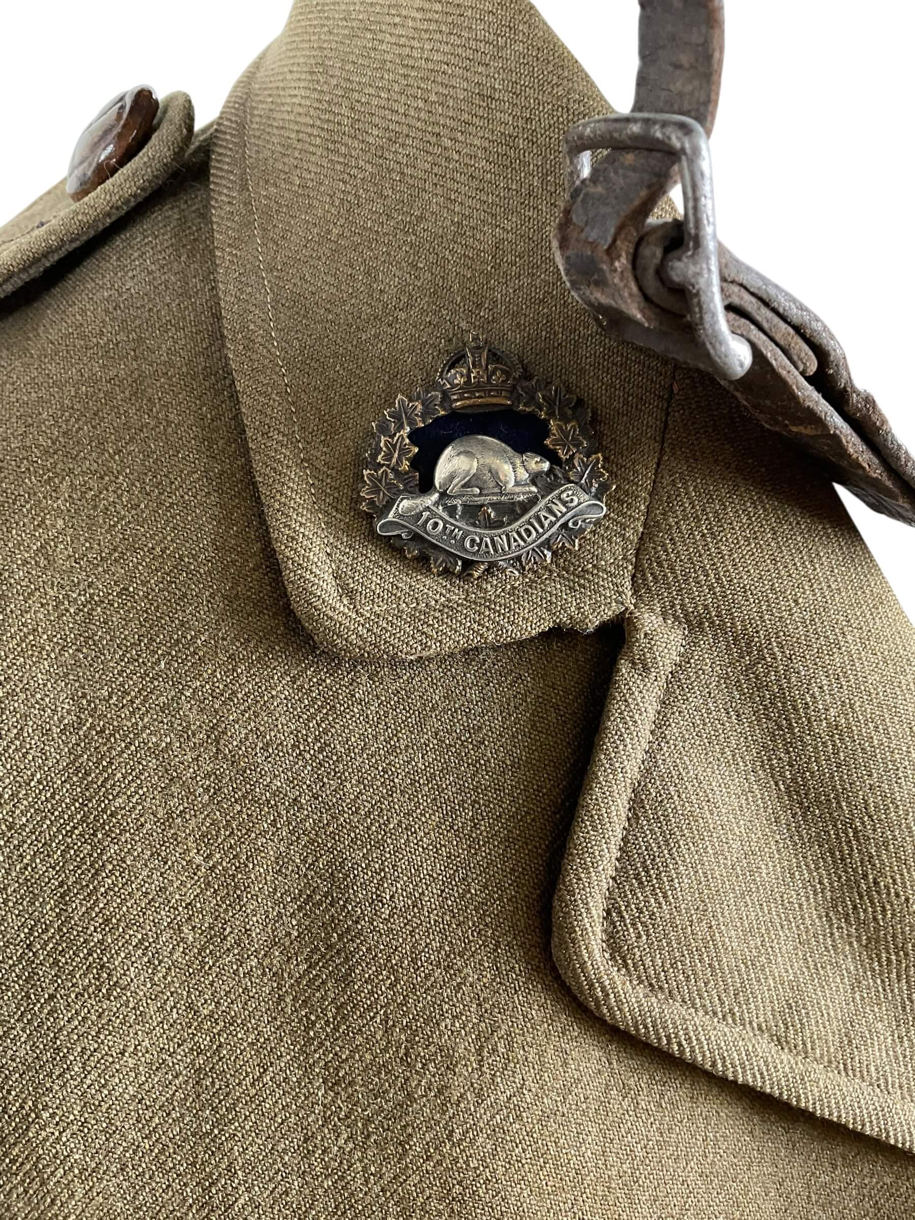 WW1 Canadian CEF 10th Battalion Officers Cuff Rank Tunic With Painted Helmet WW1 Canadian CEF 10th Battalion Officers Cuff Rank Tunic With Painted Helmet