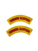 WW2 Canadian Toronto Scottish British Made Starch Back Shoulder Titles Insignia Pair