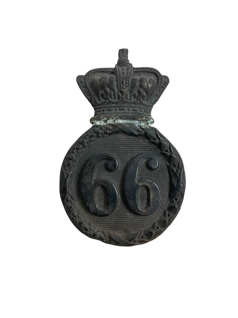 British Crimean War Era 66th Regiment Albert Pattern Helmet Plate British Crimean War Era 66th Regiment Albert Pattern Helmet Plate