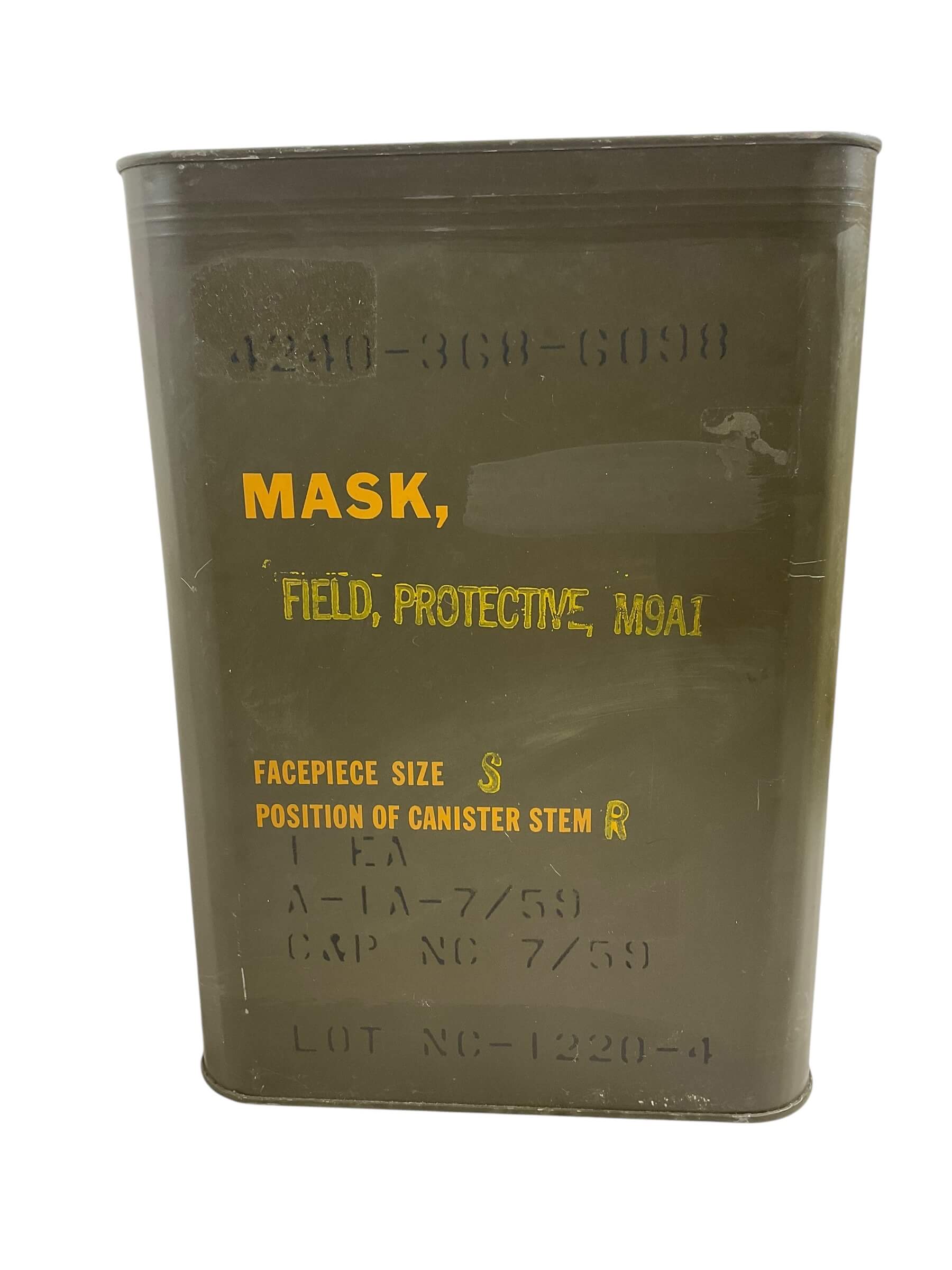 US Army M9A1 Gas Mask Unopened In Tin Size Small US Army M9A1 Gas Mask Unopened In Tin Size Small