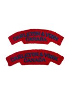 WW2 Canadian Carleton and York Regiment British Made Starch Back Shoulder Titles Insignia Pair