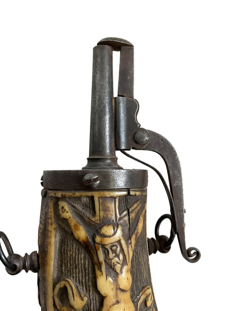 Antique Powder Horn With Engraving From Antler Antique Powder Horn With Engraving From Antler