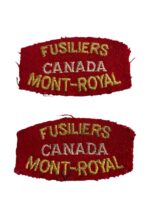 WW2 Canadian Fusiliers Mont-Royal Canada Shoulder Titles Insignia Pair