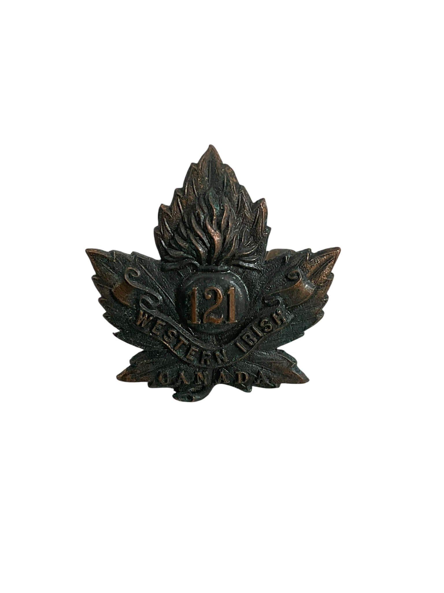 WW1 Canadian CEF 121st Battalion Western Irish Collar Insignia Single 2 WW1 Canadian CEF 121st Battalion Western Irish Collar Insignia Single 2
