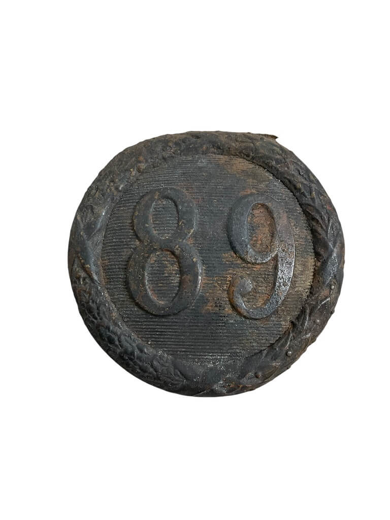 British Crimean War Era 89th Regiment Albert Pattern Helmet Plate British Crimean War Era 89th Regiment Albert Pattern Helmet Plate