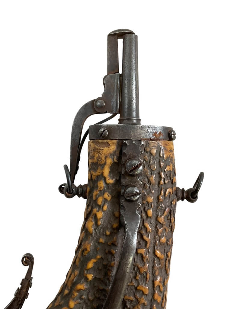 Antique Powder Horn With Engraving From Antler Antique Powder Horn With Engraving From Antler