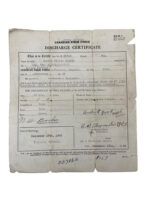 WW2 Canadian RCASC Discharge Certificated Private Barker WW2 Canadian RCASC Discharge Certificated Private Barker