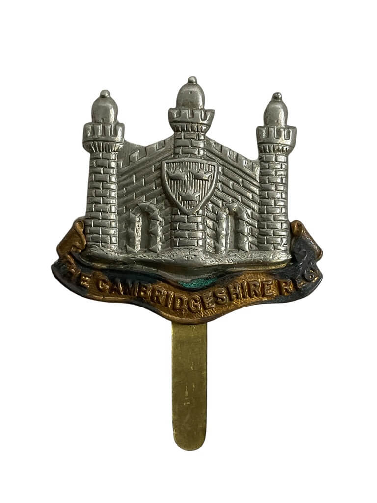 WW1 WW2 British The Cambridgeshire Regiment Cap Badge WW1 WW2 British The Cambridgeshire Regiment Cap Badge