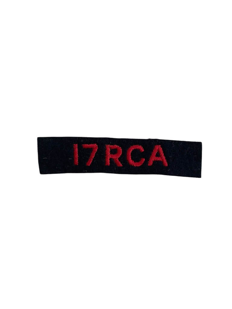 WW2 Canadian 17th RCA Shoulder Title Insignia Single WW2 Canadian 17th RCA Shoulder Title Insignia Single