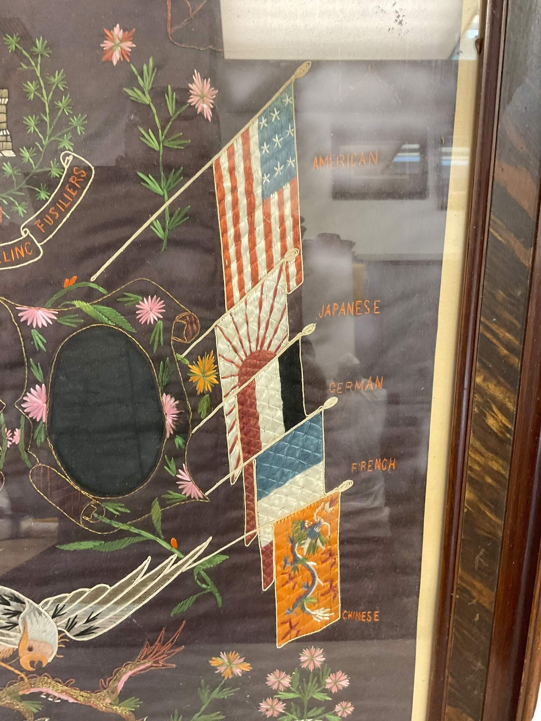 British 27th Royal Irish Fusiliers Boxer Rebellion Framed Needlepoint 29 1/2" X 26 1/2" British 27th Royal Irish Fusiliers Boxer Rebellion Framed Needlepoint 29 1/2" X 26 1/2"