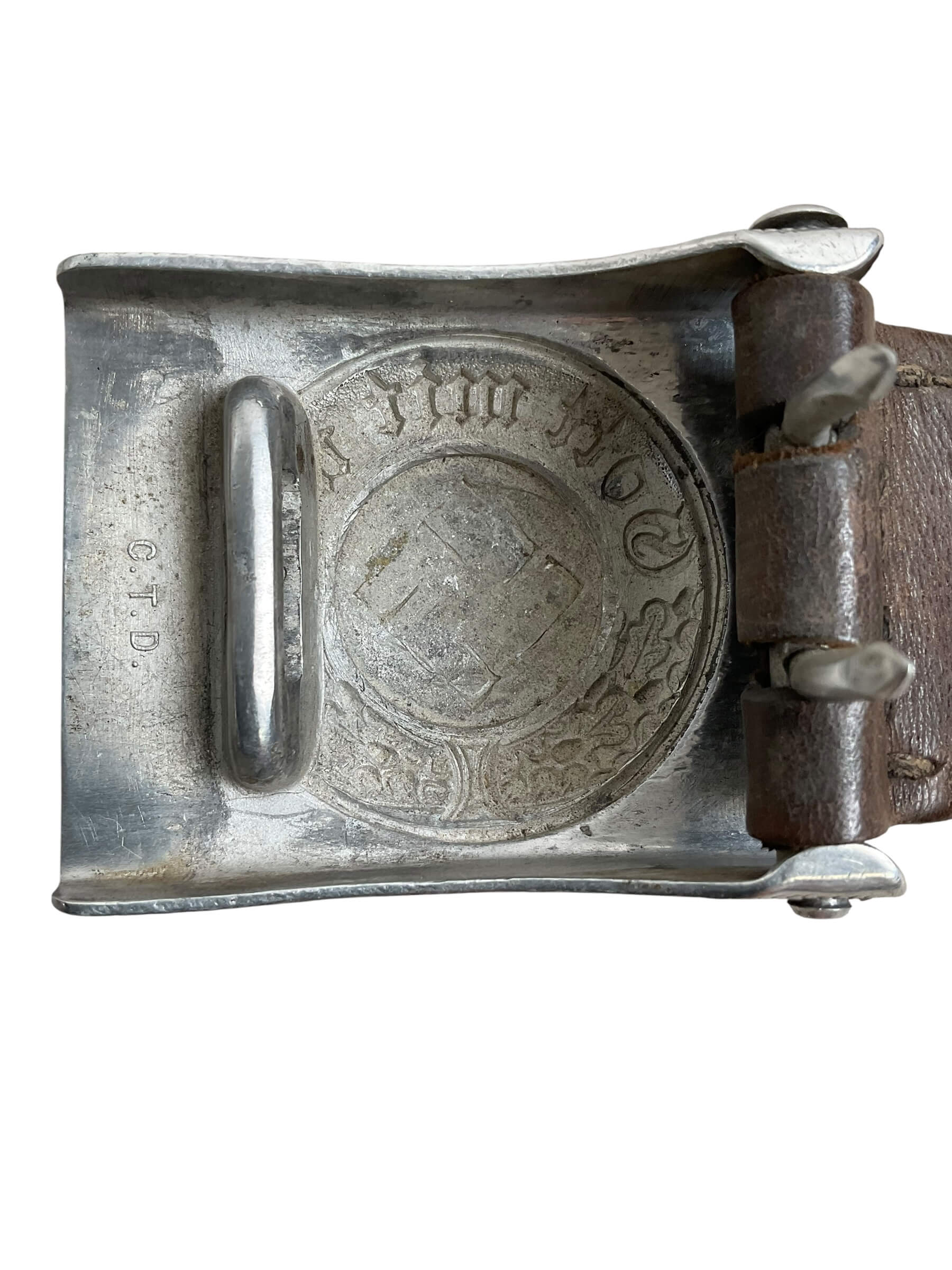 WW2 German Police Belt and Buckle Dated 1938 De-Nazified WW2 German Police Belt and Buckle Dated 1938 De-Nazified