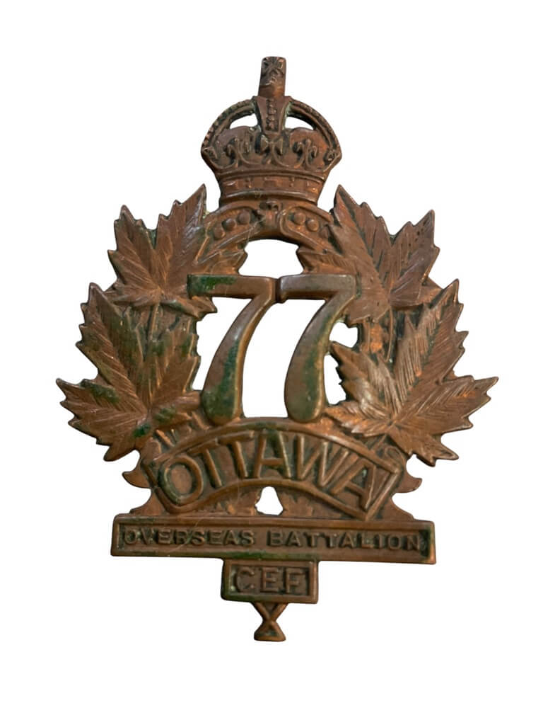 WW1 Canadian CEF 77th Battalion Ottawa Cap Badge WW1 Canadian CEF 77th Battalion Ottawa Cap Badge