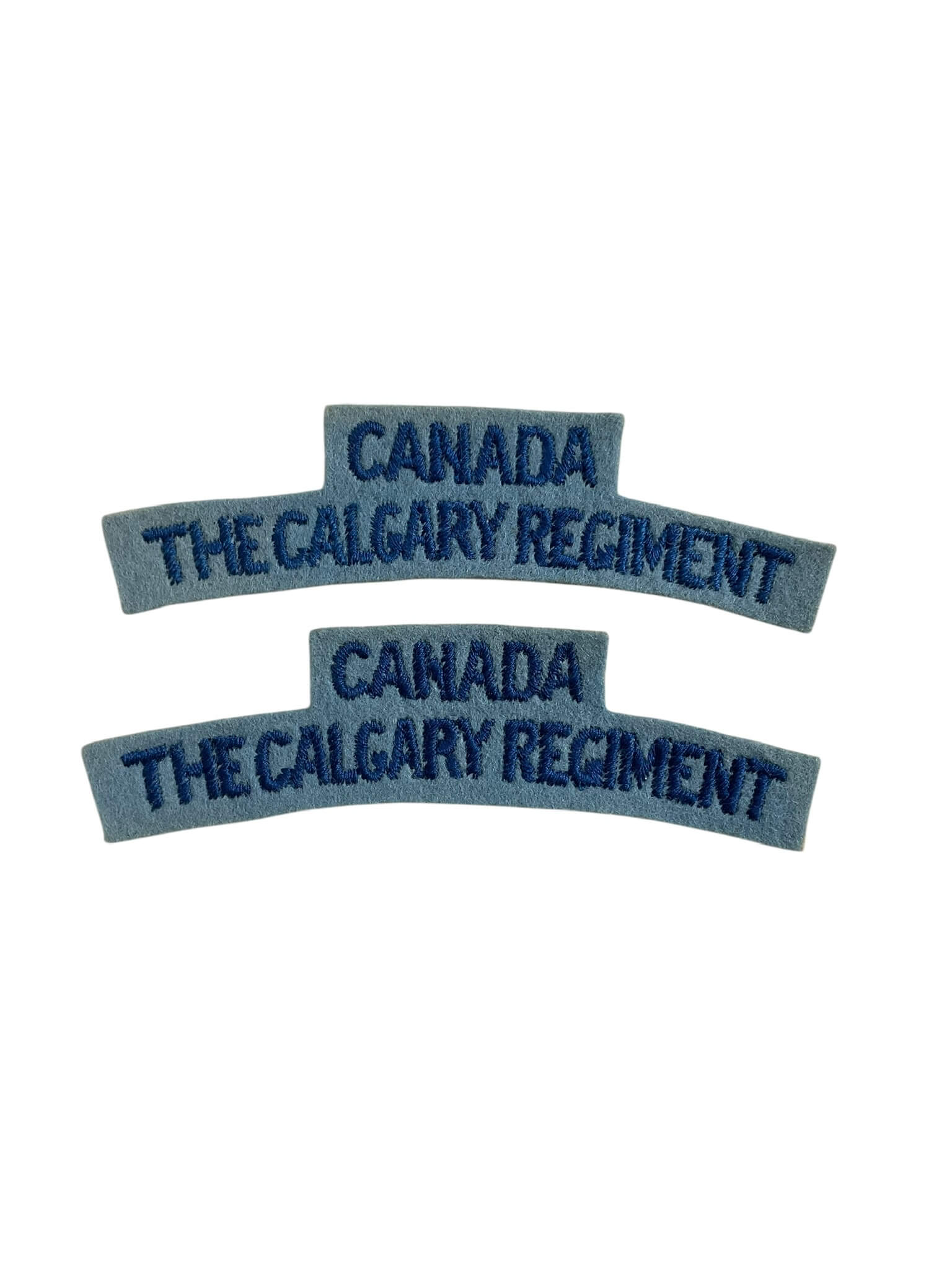 WW2 Canadian The Calgary Regiment British Made Shoulder Titles Insignia Pair WW2 Canadian The Calgary Regiment British Made Shoulder Titles Insignia Pair