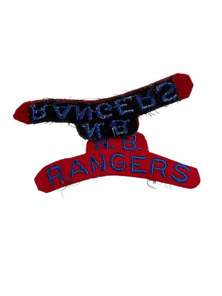 WW2 Canadian New Brunswick Rangers Shoulder Titles Insignia Pair WW2 Canadian New Brunswick Rangers Shoulder Titles Insignia Pair