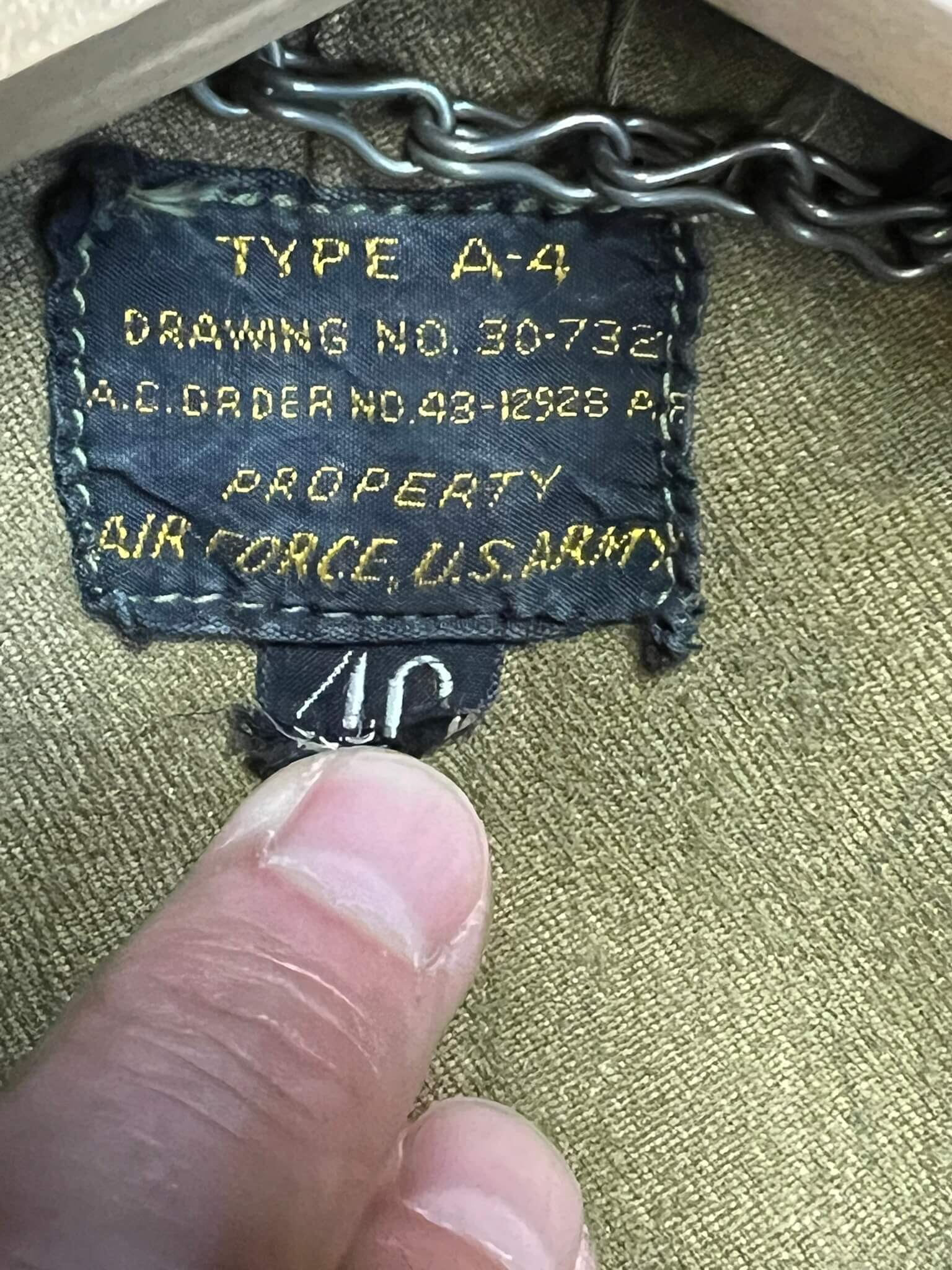 WW2 US USAAF Type A4 Flying Suit Size 40 WW2 US USAAF Type A4 Flying Suit Size 40